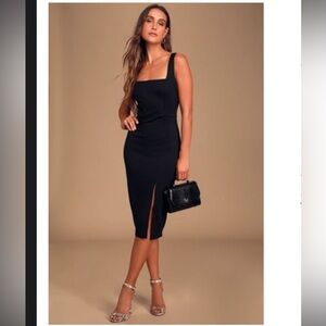 NWT, LuLus Baby, You're The One Black Sleeveless Bodycon Midi Dress